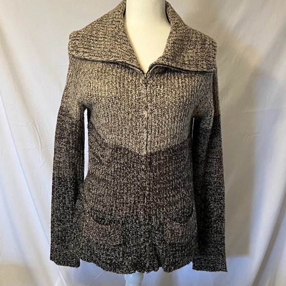 Allison Brittany zipper up tri-color sweater - Picture 1 of 8